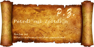 Petrányi Zoltán névjegykártya